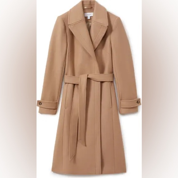 Reiss Tor Belted Wool Blend Coat In Camel NWT  US 4 - Picture 5 of 16